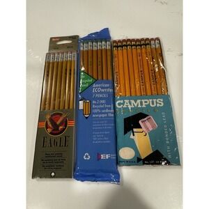 Vintage Lot Of 24 Classic MCM Pencils Eberhard Faber Eagle Campus Empire